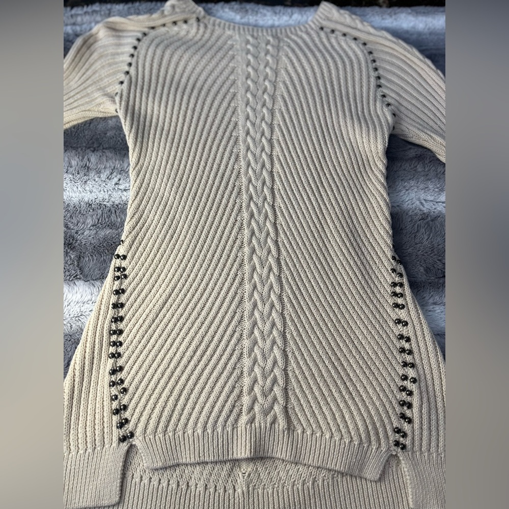 Tan Sweater with Metal Studs